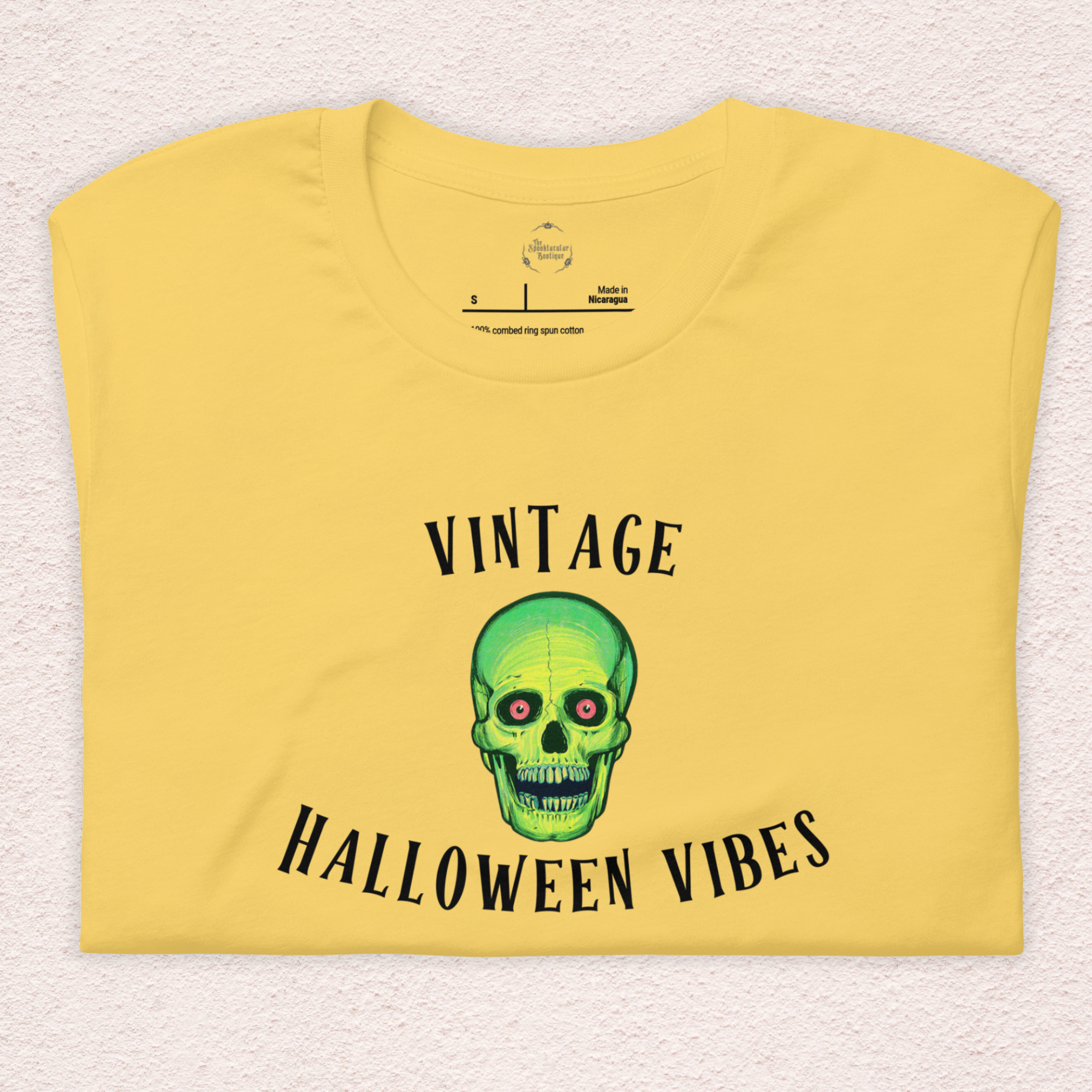 Vintage Halloween Vibes Tee | Unisex Retro Green Skull Graphic Shirt