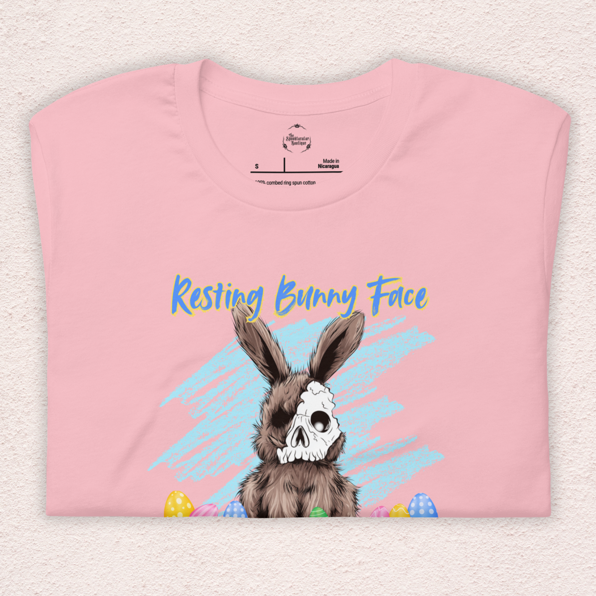 Resting Bunny Face Skeleton Bunny Tee | Funny Dark Humor Easter Shirt | Creepy Easter Bunny Skull Graphic | Bella+Canvas Unisex T-Shirt