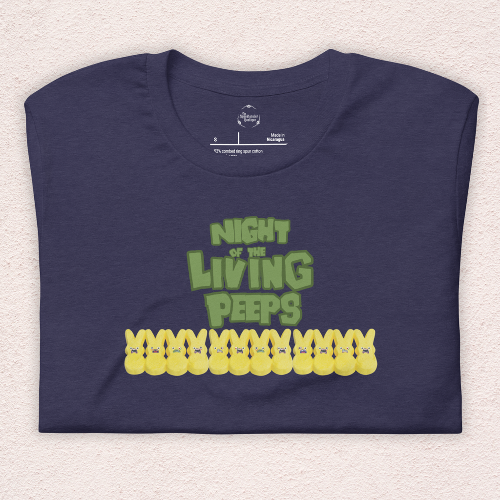 Night of the Living Peeps Easter Tee | Funny Zombie Marshmallow Bunny Shirt | Spooky Easter Candy Graphic | Bella+Canvas Unisex T-Shirt