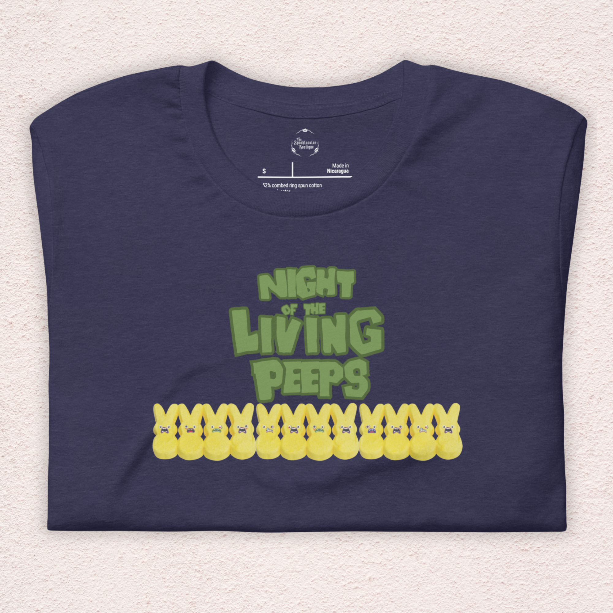 Night of the Living Peeps Easter Tee | Funny Zombie Marshmallow Bunny Shirt | Spooky Easter Candy Graphic | Bella+Canvas Unisex T-Shirt