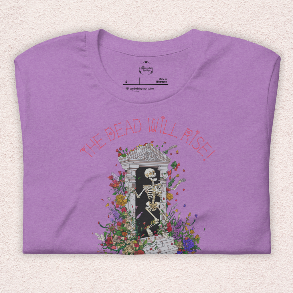 The Dead Will Rise Skeleton Easter Tee | 1 Thessalonians Bible Verse Shirt | Spooky Christian Resurrection Shirt | Bella+Canvas Unisex Graphic Tee