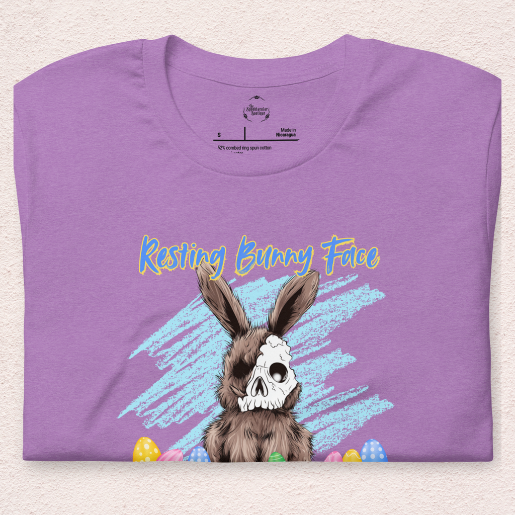 Resting Bunny Face Skeleton Bunny Tee | Funny Dark Humor Easter Shirt | Creepy Easter Bunny Skull Graphic | Bella+Canvas Unisex T-Shirt