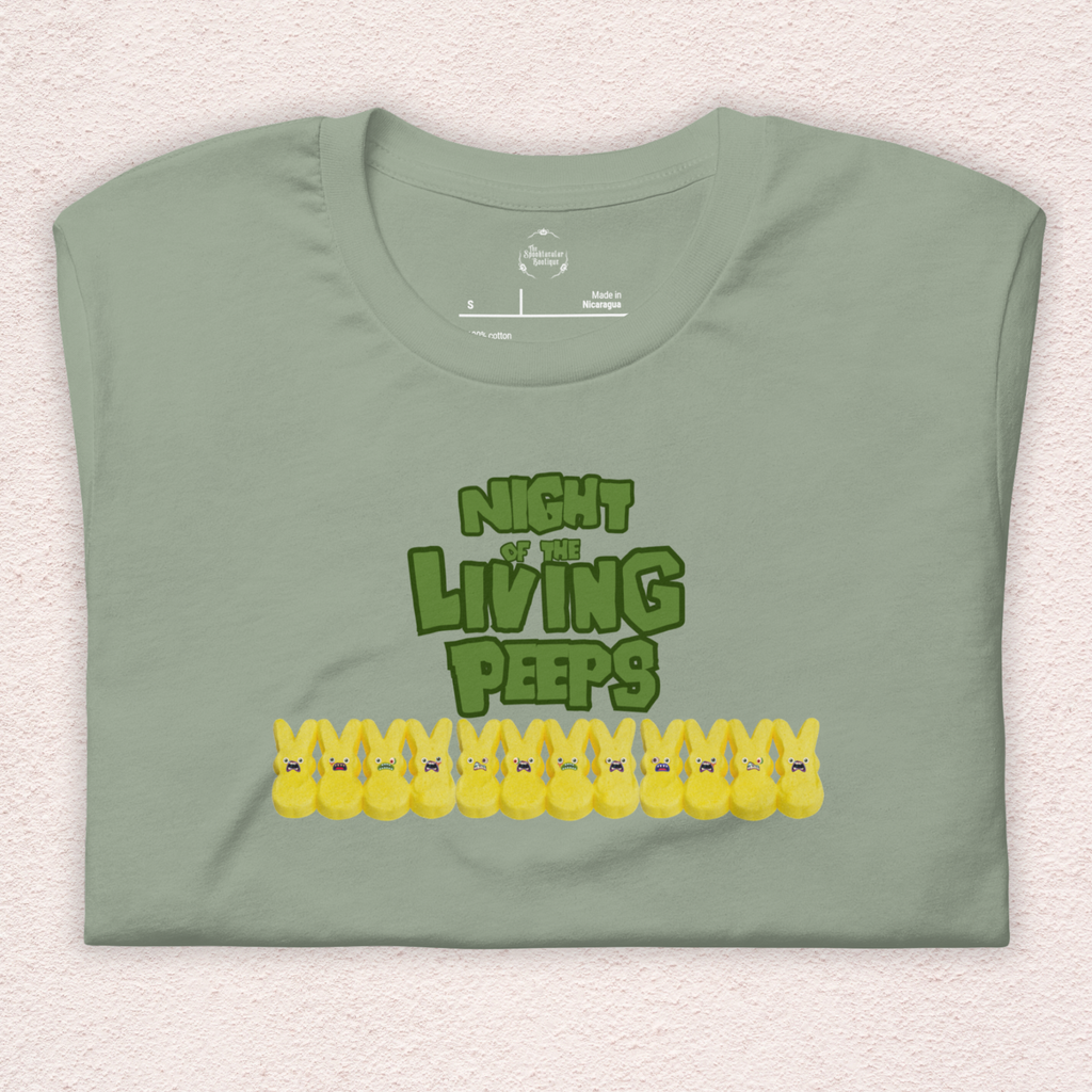Night of the Living Peeps Easter Tee | Funny Zombie Marshmallow Bunny Shirt | Spooky Easter Candy Graphic | Bella+Canvas Unisex T-Shirt