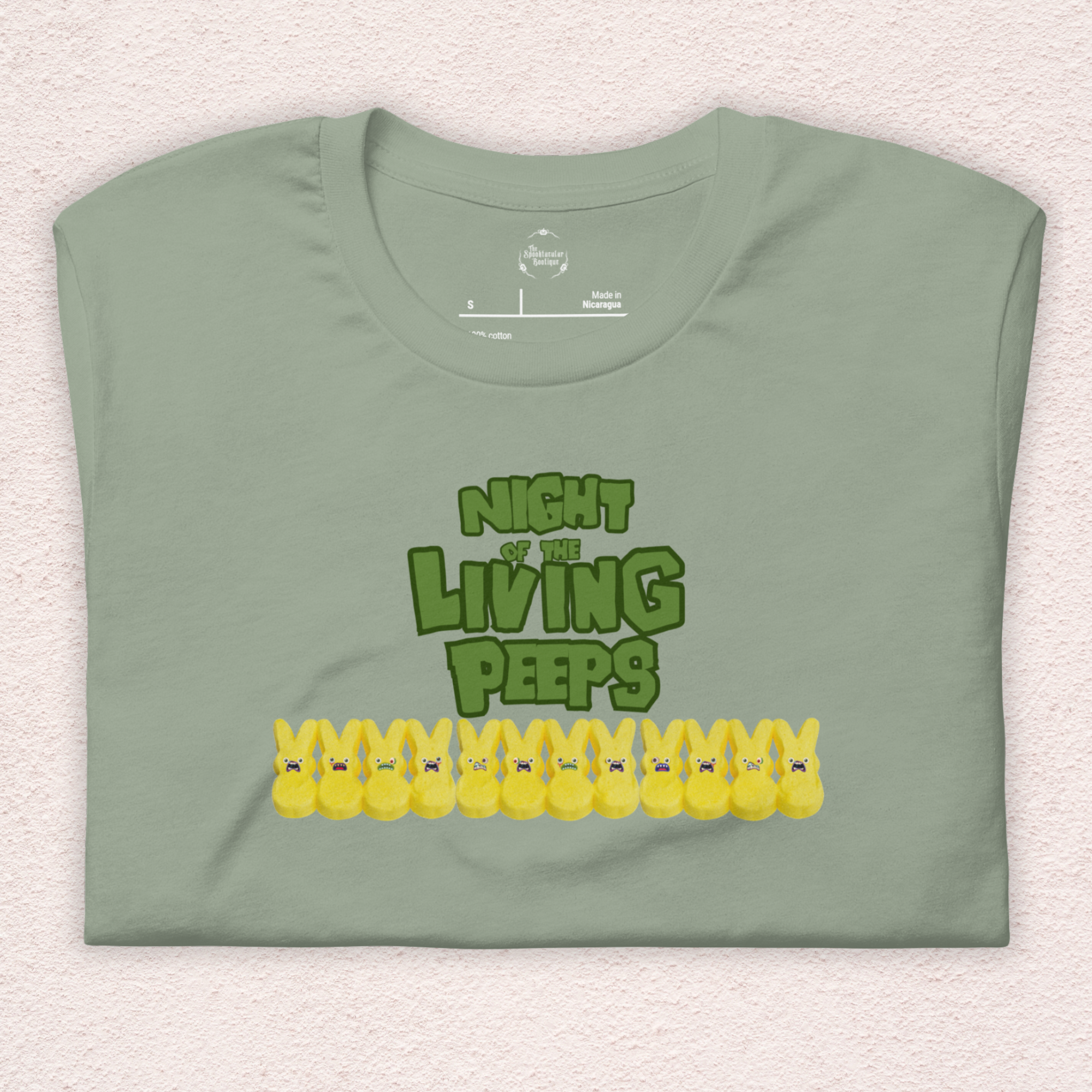 Night of the Living Peeps Easter Tee | Funny Zombie Marshmallow Bunny Shirt | Spooky Easter Candy Graphic | Bella+Canvas Unisex T-Shirt