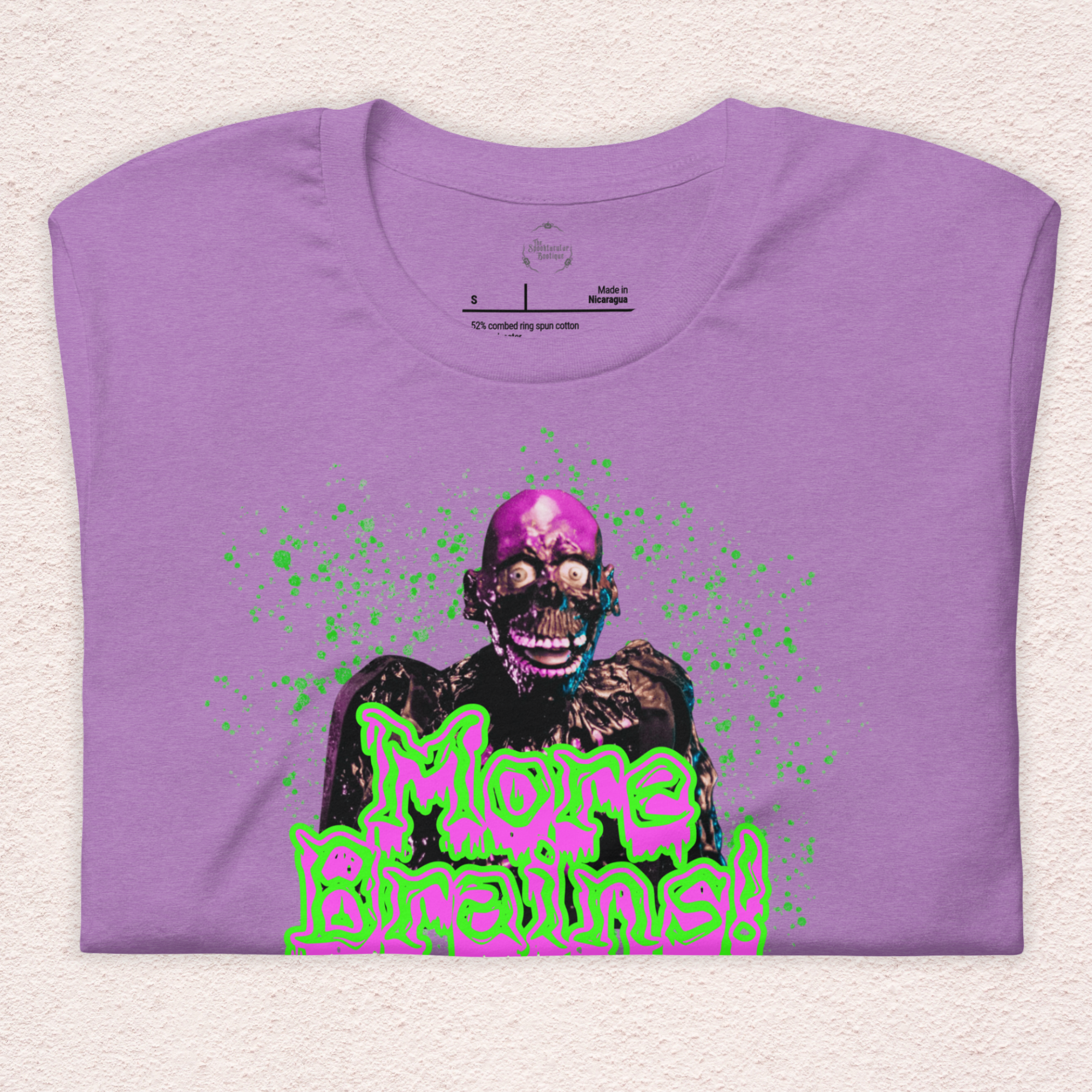 More Brains Tee | Unisex Neon 80s Zombie Horror Graphic Shirt