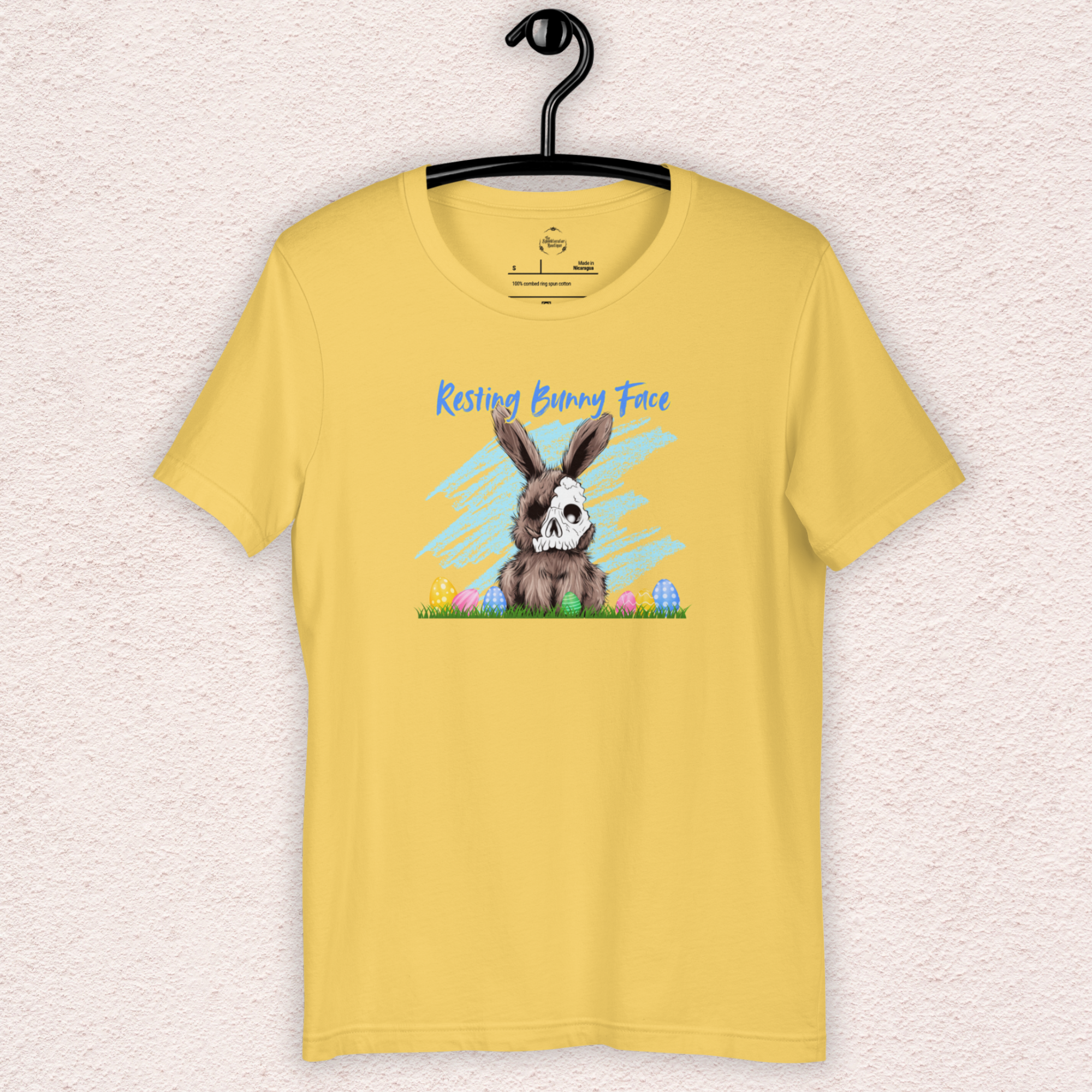 Resting Bunny Face Skeleton Bunny Tee | Funny Dark Humor Easter Shirt | Creepy Easter Bunny Skull Graphic | Bella+Canvas Unisex T-Shirt