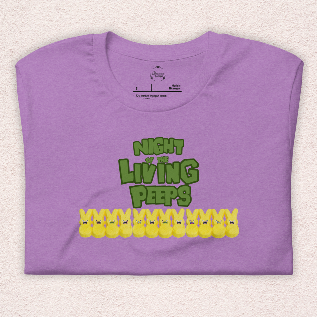 Night of the Living Peeps Easter Tee | Funny Zombie Marshmallow Bunny Shirt | Spooky Easter Candy Graphic | Bella+Canvas Unisex T-Shirt