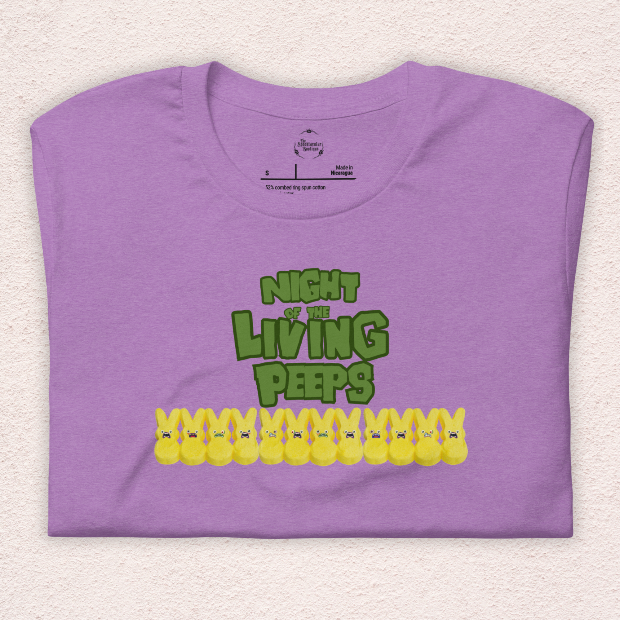 Night of the Living Peeps Easter Tee | Funny Zombie Marshmallow Bunny Shirt | Spooky Easter Candy Graphic | Bella+Canvas Unisex T-Shirt