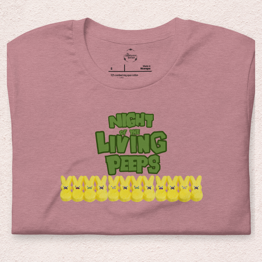 Night of the Living Peeps Easter Tee | Funny Zombie Marshmallow Bunny Shirt | Spooky Easter Candy Graphic | Bella+Canvas Unisex T-Shirt