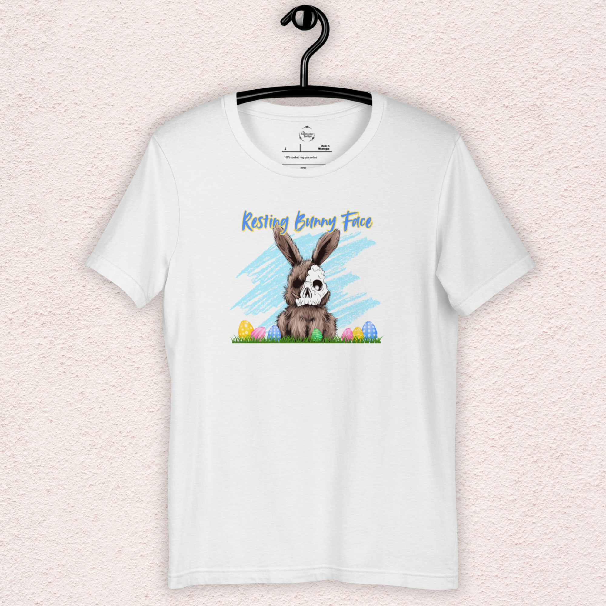 Resting Bunny Face Skeleton Bunny Tee | Funny Dark Humor Easter Shirt | Creepy Easter Bunny Skull Graphic | Bella+Canvas Unisex T-Shirt