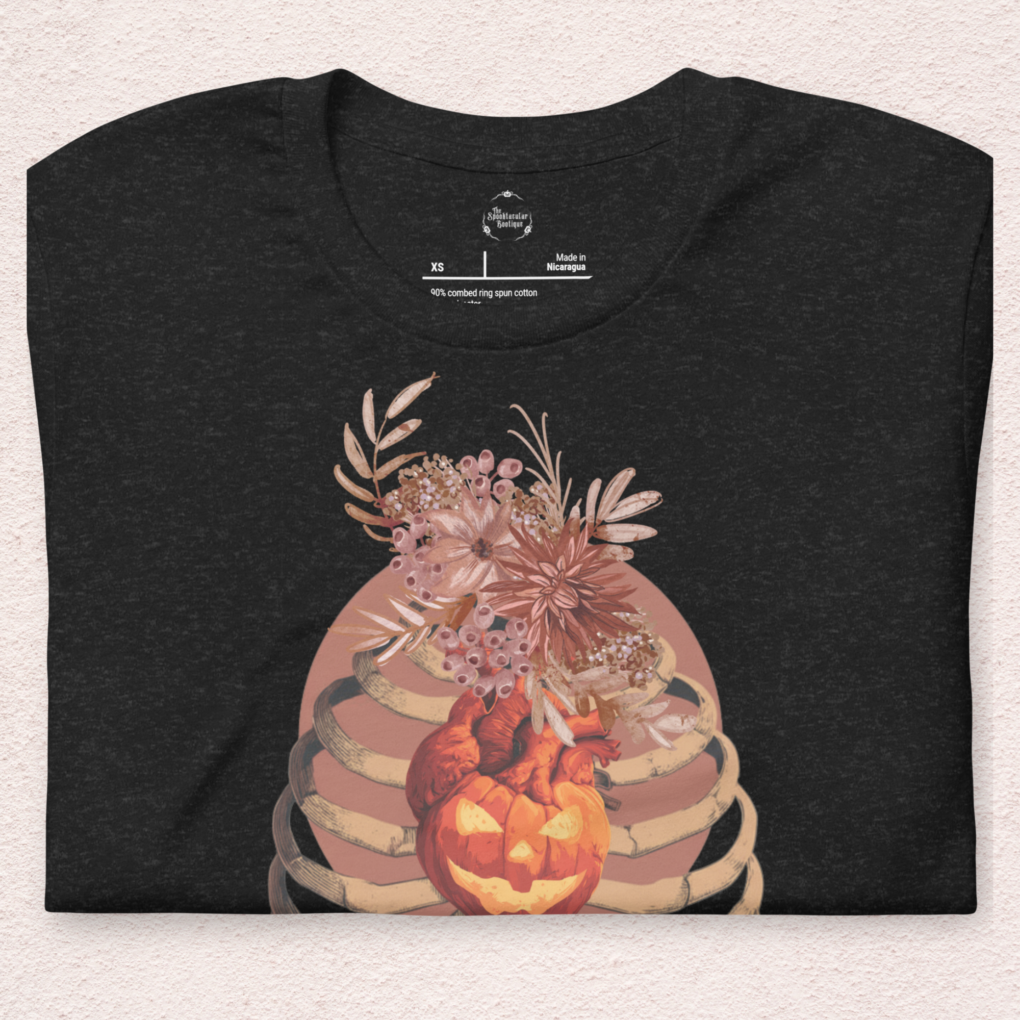 A Fall’s Heart Tee | Skeleton Pumpkin Halloween Shirt | Bella+Canvas Spooky Autumn Graphic Tee