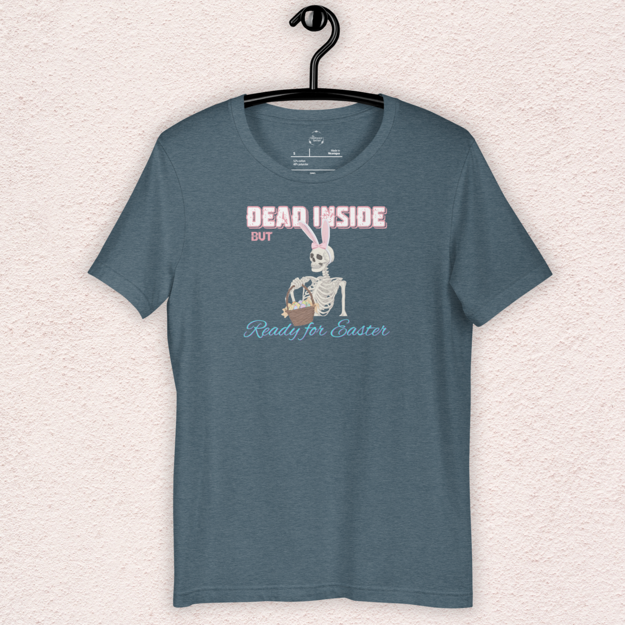 Dead Inside But Ready for Easter Skeleton Bunny Shirt | Funny Easter Skeleton Tee | Spooky Pastel Goth Easter Shirt | Bella+Canvas Unisex Graphic Tee