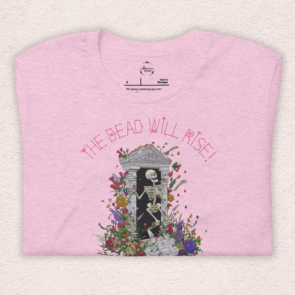 The Dead Will Rise Skeleton Easter Tee | 1 Thessalonians Bible Verse Shirt | Spooky Christian Resurrection Shirt | Bella+Canvas Unisex Graphic Tee