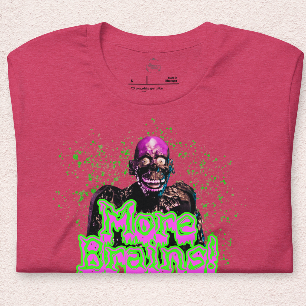 More Brains Tee | Unisex Neon 80s Zombie Horror Graphic Shirt
