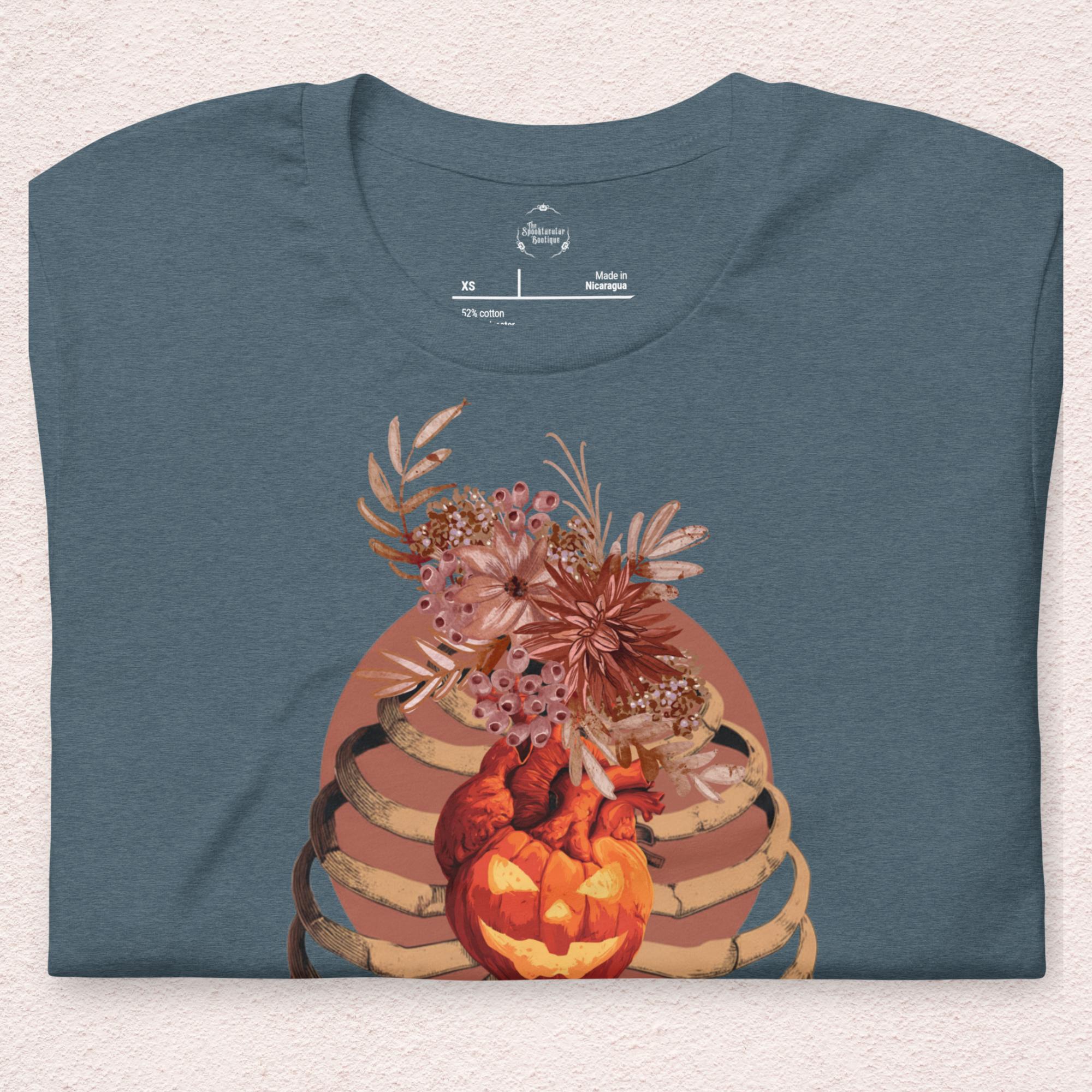 A Fall’s Heart Tee | Skeleton Pumpkin Halloween Shirt | Bella+Canvas Spooky Autumn Graphic Tee