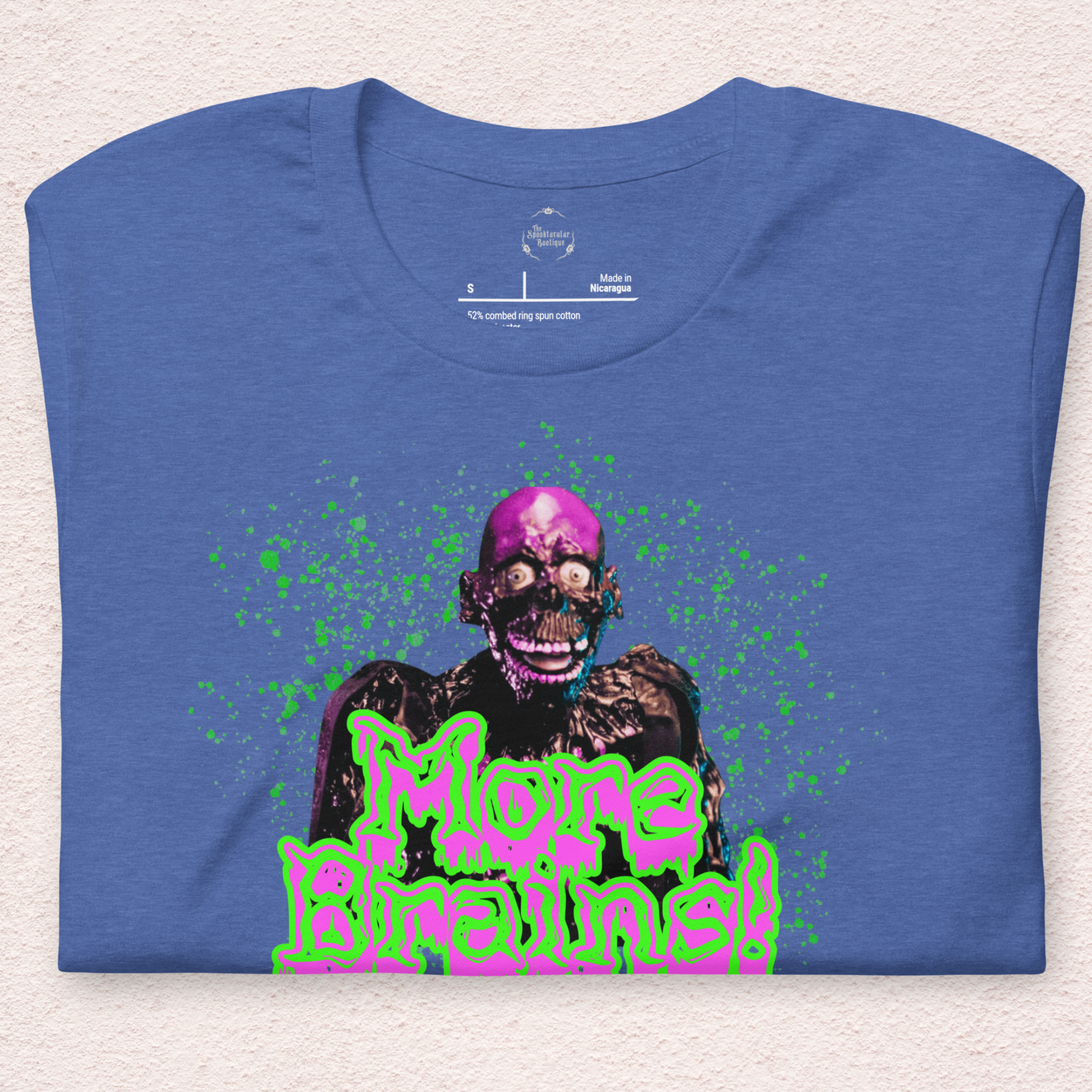 More Brains Tee | Unisex Neon 80s Zombie Horror Graphic Shirt