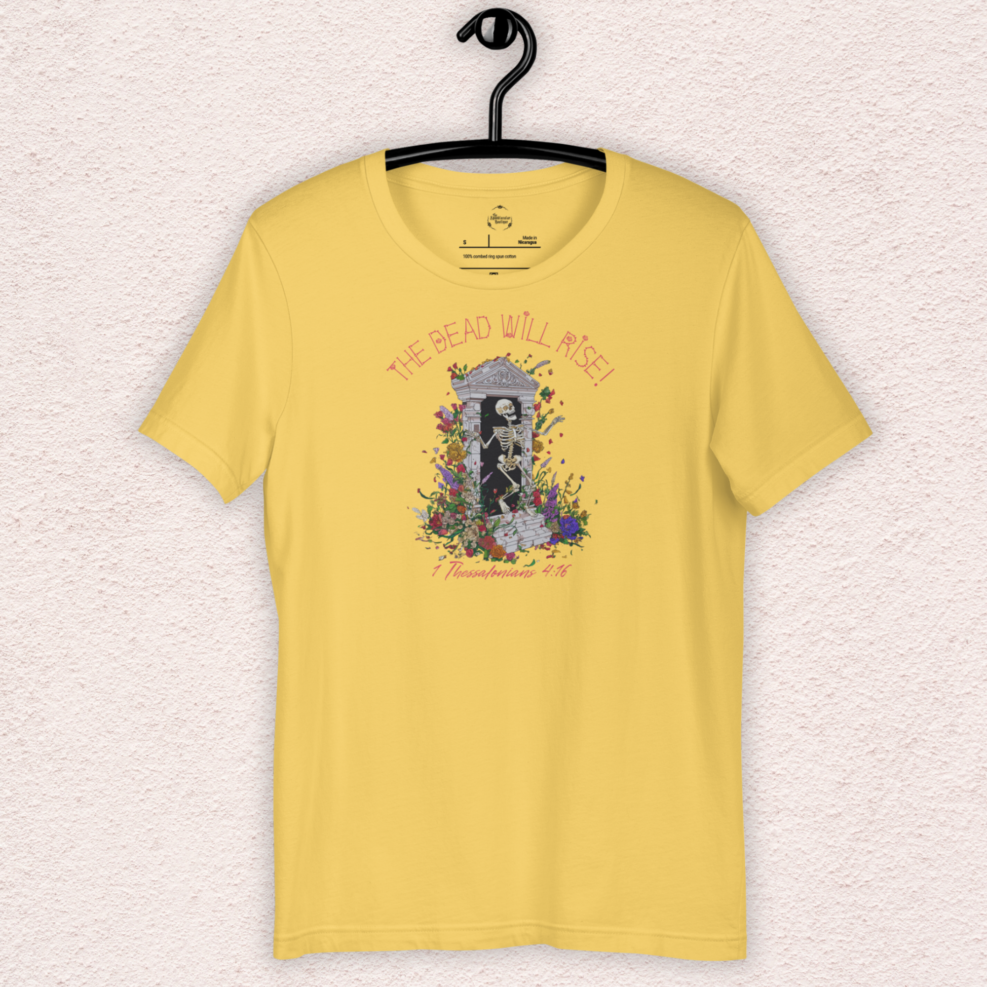 The Dead Will Rise Skeleton Easter Tee | 1 Thessalonians Bible Verse Shirt | Spooky Christian Resurrection Shirt | Bella+Canvas Unisex Graphic Tee