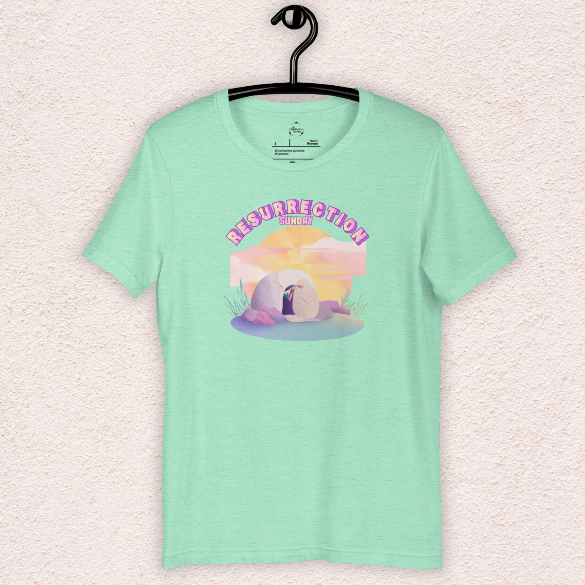 Resurrection Sunday Zombie Hand Tee | Funny Christian Easter Shirt | Tomb & Rolling Stone Graphic | Spooky Faith Bella+Canvas Unisex T-Shirt