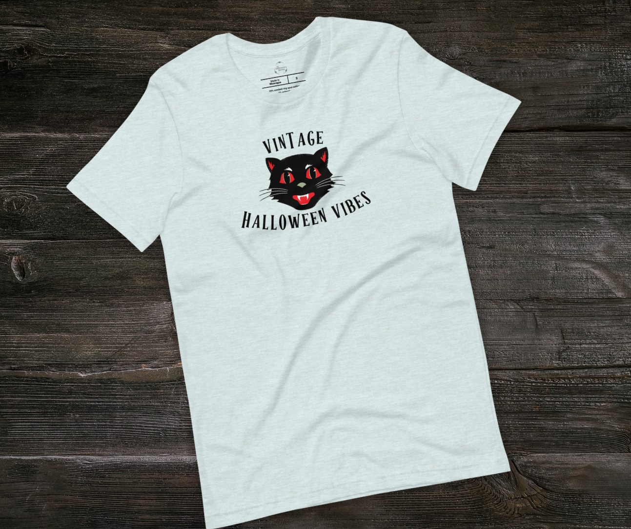 Vintage Halloween Vibes Tee | Unisex Retro Halloween Cat Graphic Shirt