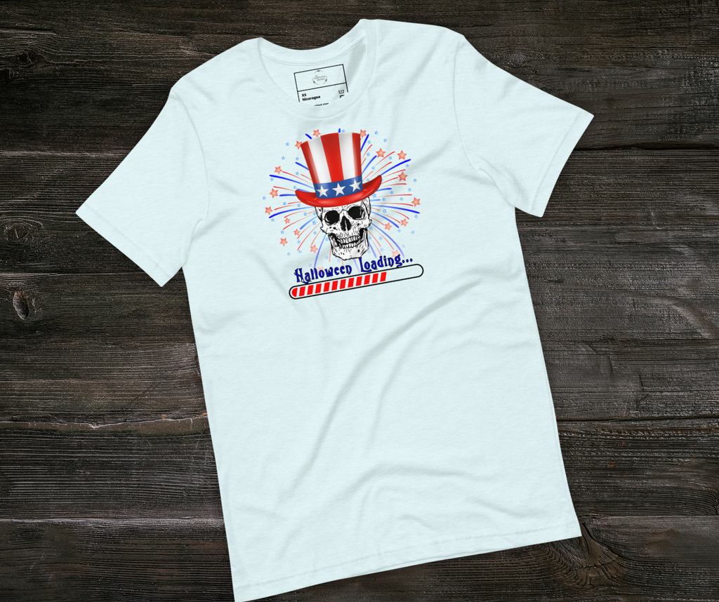 Halloween Loading… Tee | Unisex 4th of July Skull Graphic Shirt