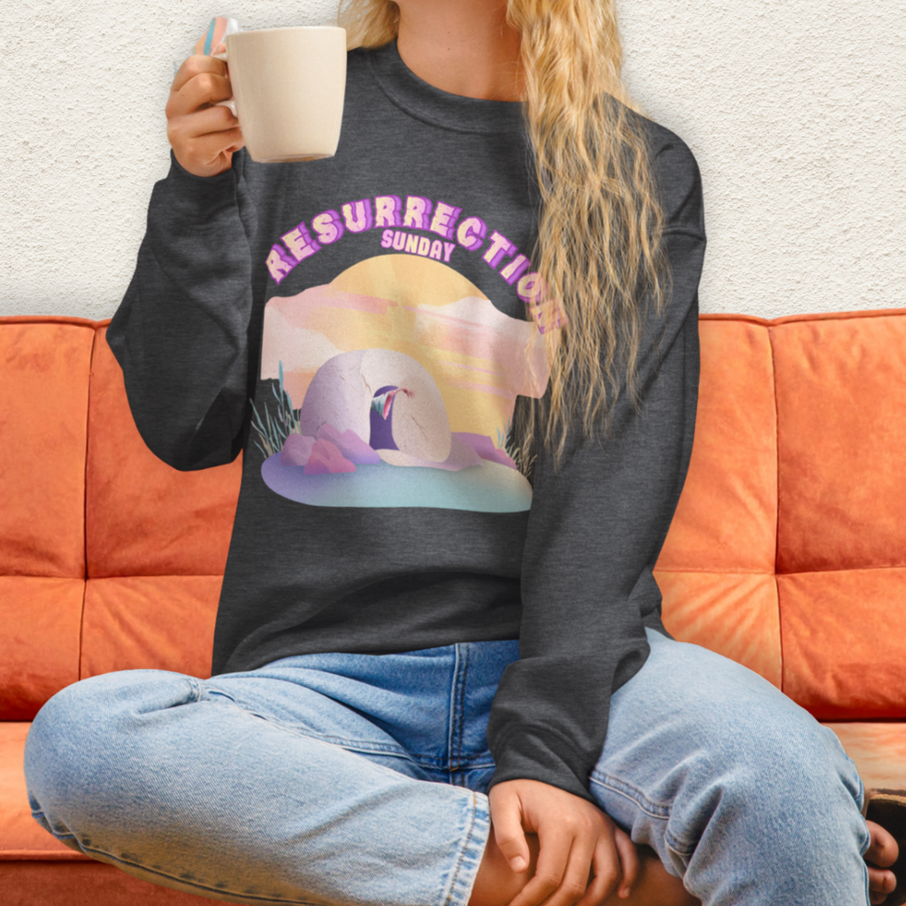Resurrection Sunday Sweatshirt | Christian Easter Zombie Tomb Graphic | Funny Faith Easter Crewneck | Spooky Resurrection Sweatshirt
