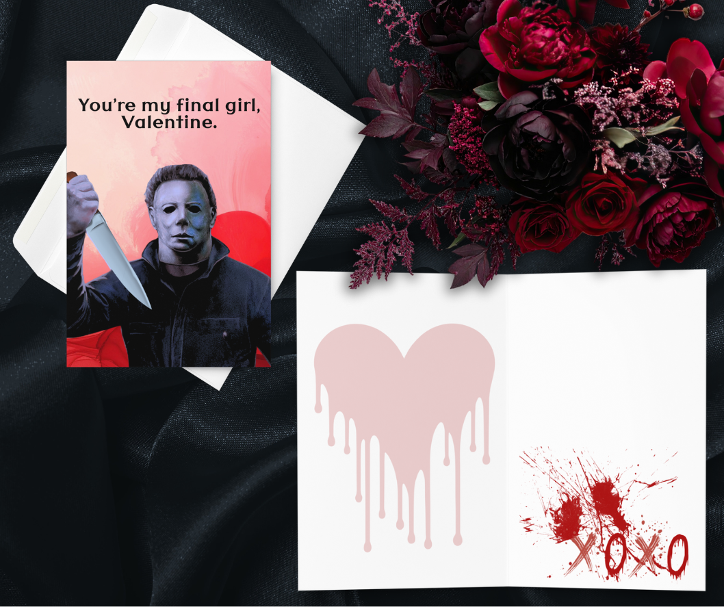 Funny Horror Valentine Card – “You’re My Final Girl” Silent Stalker Valentine