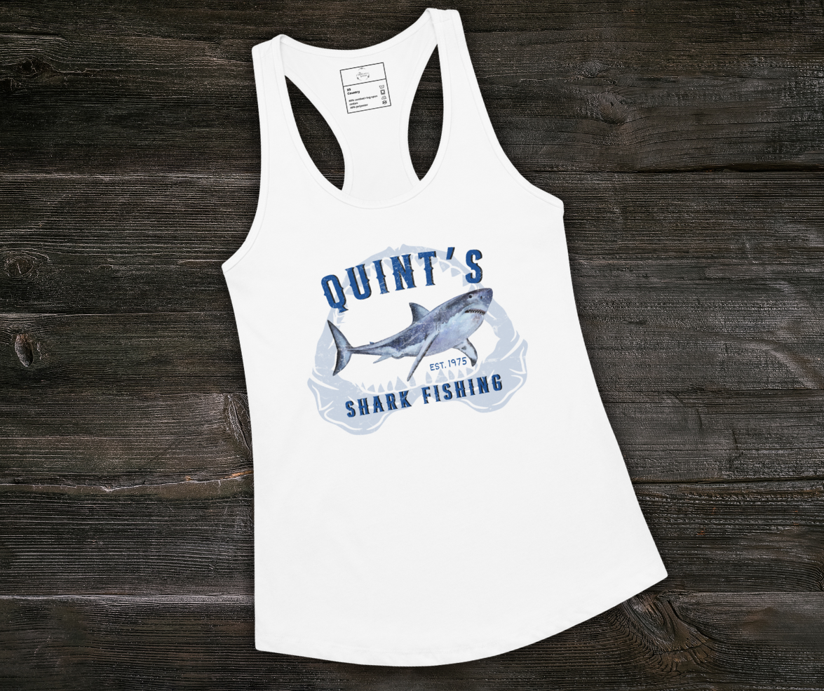 Quint’s Shark Fishing Racerback Tank | Women’s Coastal Horror Top