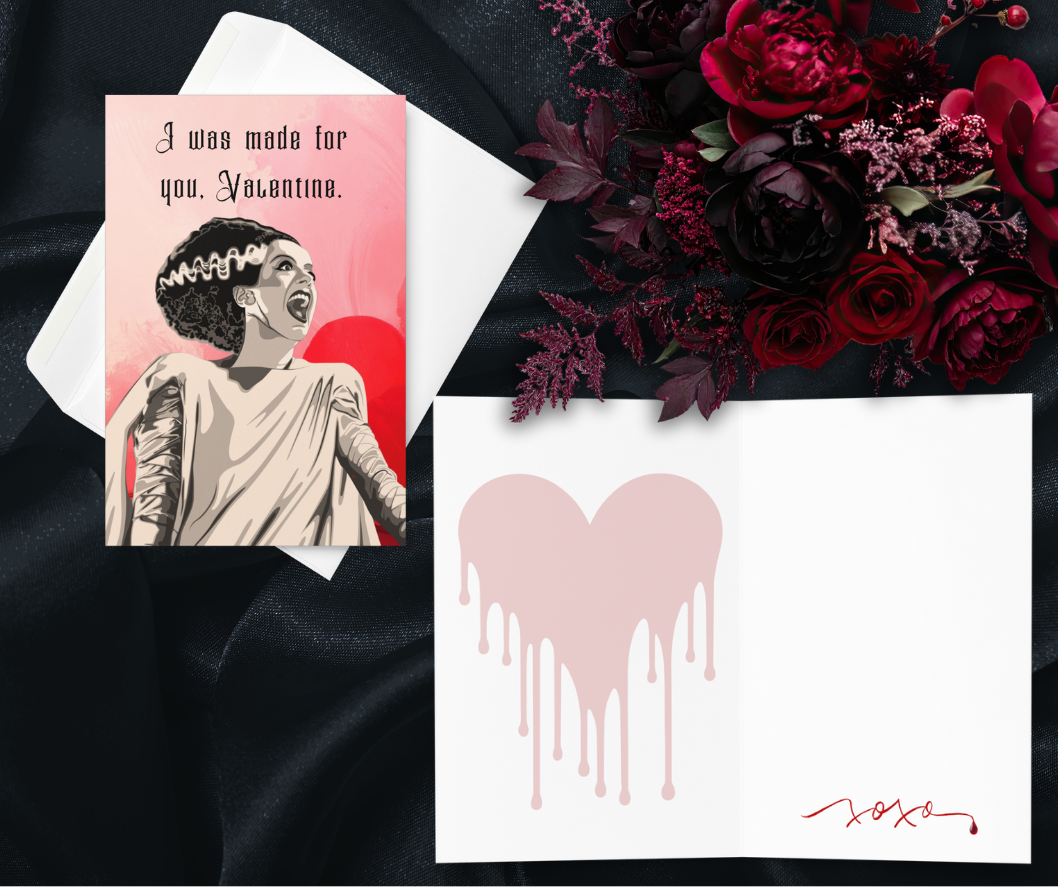 Funny Horror Valentine Card – “I Was Made For You” Bride Monster Valentine
