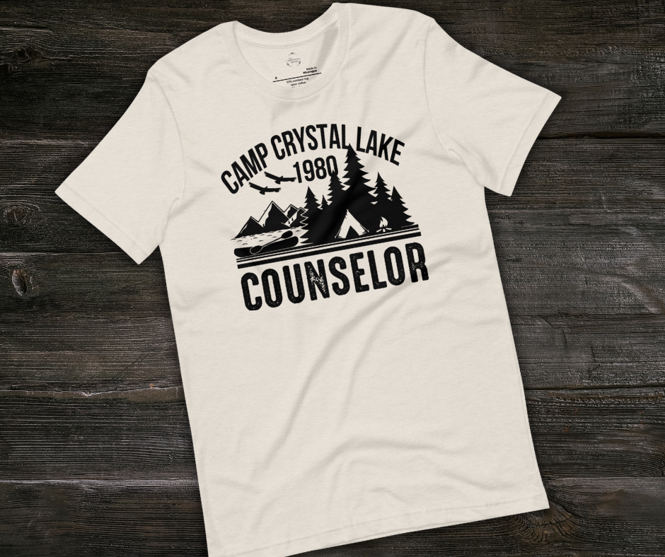 Camp Crystal Lake Tee | Unisex Vintage Summer Camp Horror Shirt (Black Ink)