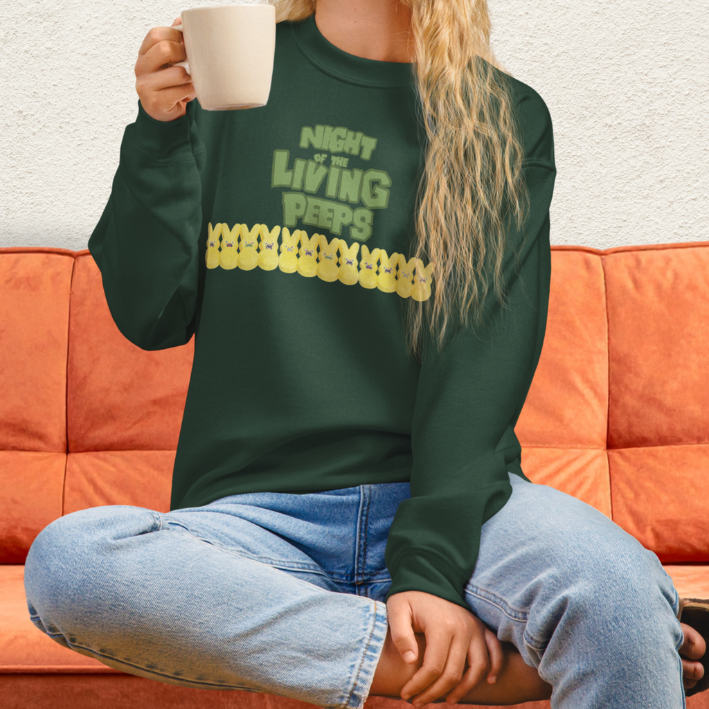 Night of the Living Peeps Sweatshirt | Zombie Peeps Easter Crewneck | Funny Horror Easter Candy Sweatshirt | Spooky Spring Graphic