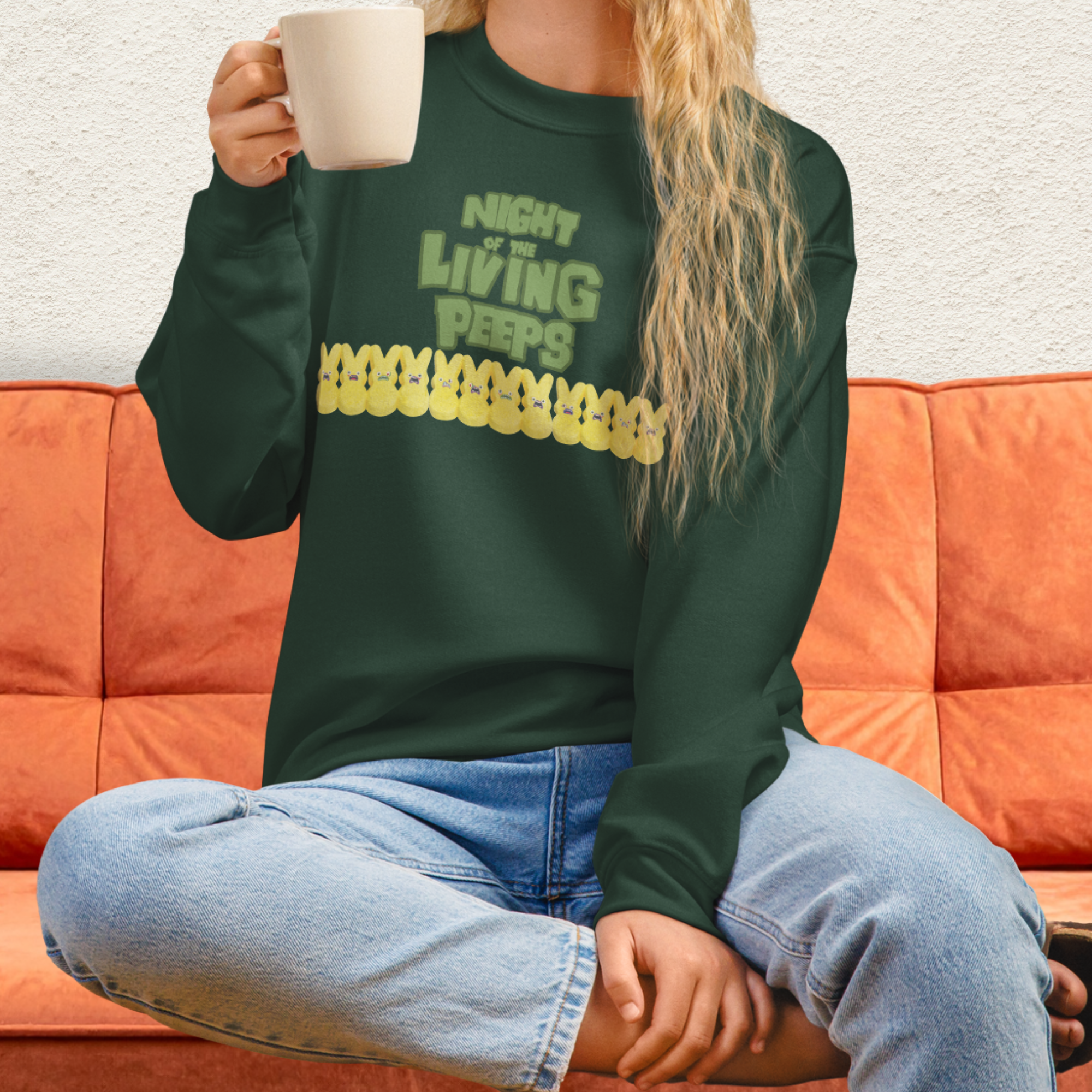Night of the Living Peeps Sweatshirt | Zombie Peeps Easter Crewneck | Funny Horror Easter Candy Sweatshirt | Spooky Spring Graphic