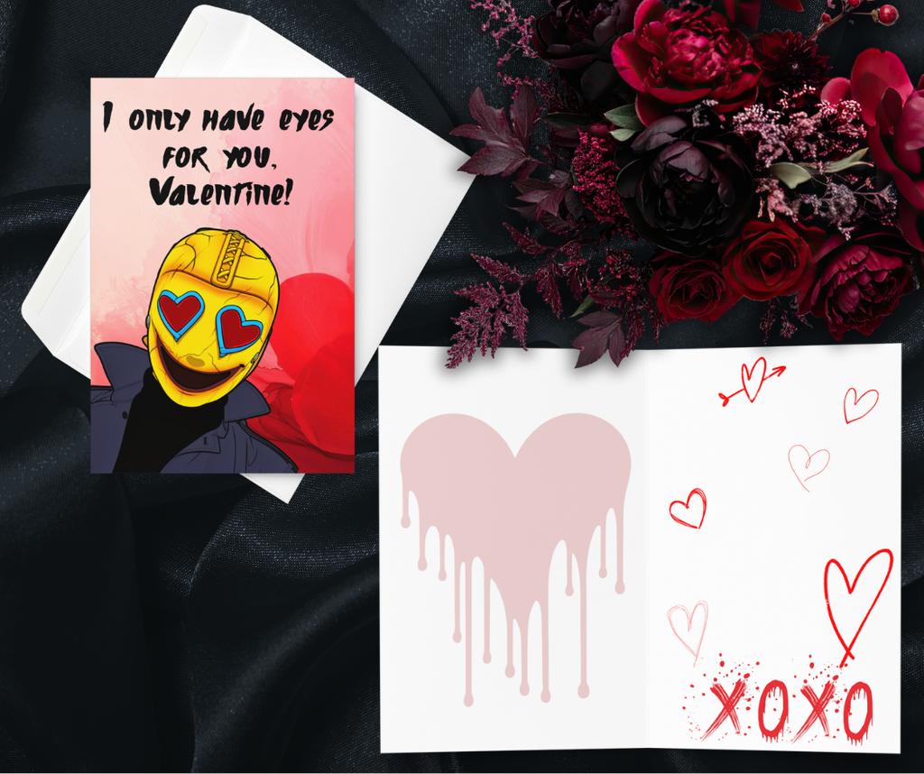 Funny Horror Valentine Card – “I Only Have Eyes For You” Heart-Eyed Killer Card