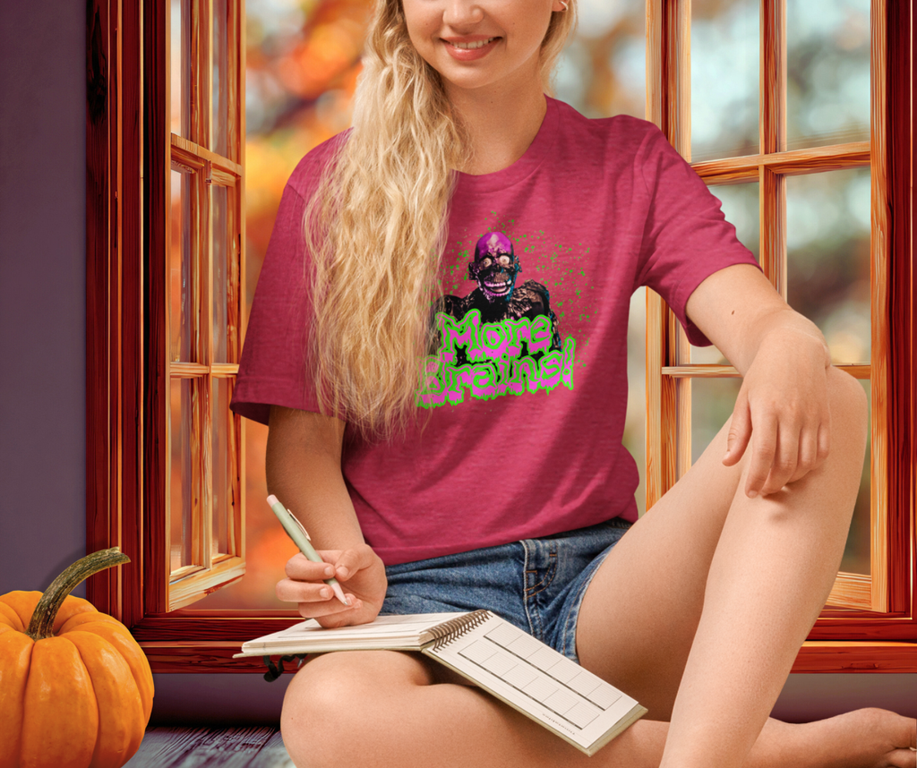 More Brains Tee | Unisex Neon 80s Zombie Horror Graphic Shirt