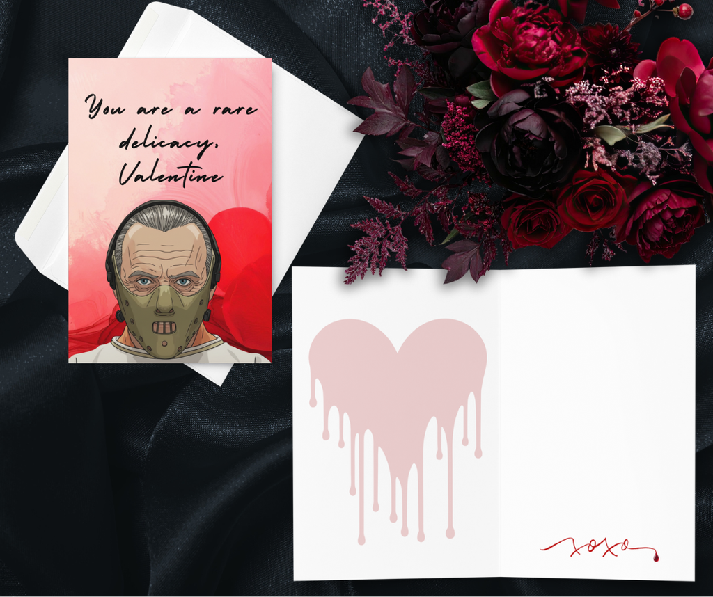 Funny Horror Valentine Card – “You’re a Rare Delicacy” Elegant Cannibal Valentine