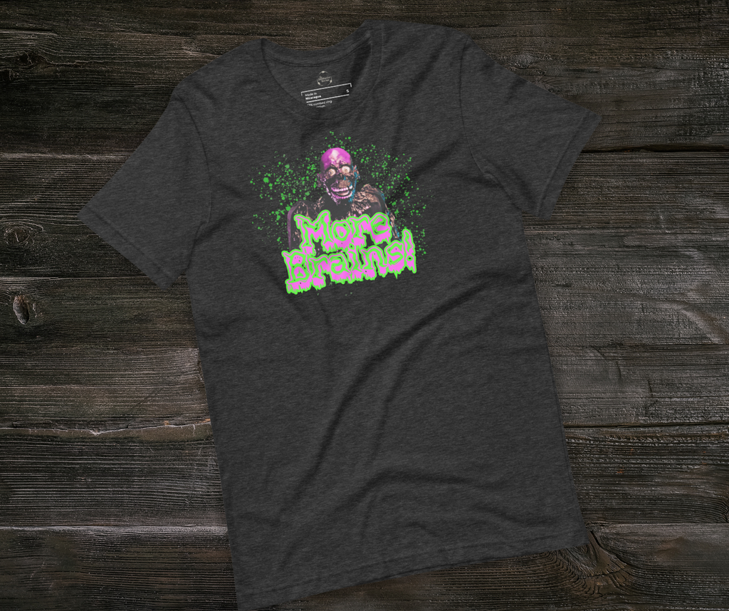 More Brains Tee | Unisex Neon 80s Zombie Horror Graphic Shirt