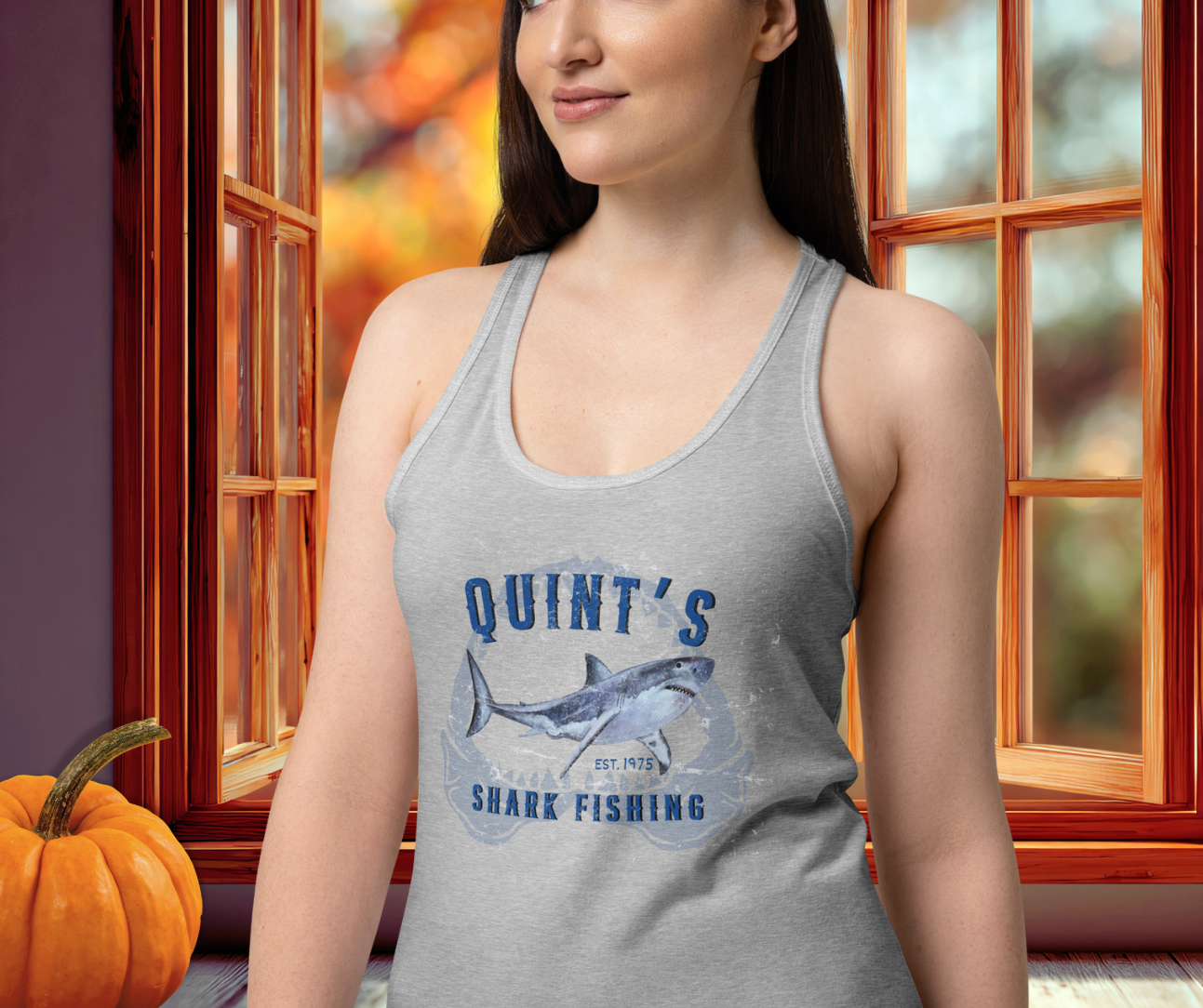 Quint’s Shark Fishing Racerback Tank | Women’s Coastal Horror Top