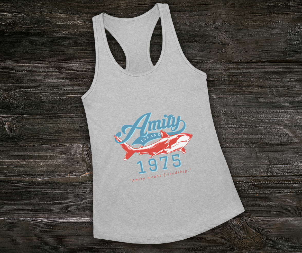 Amity Means Friendship Racerback Tank | Women’s Coastal Horror Top