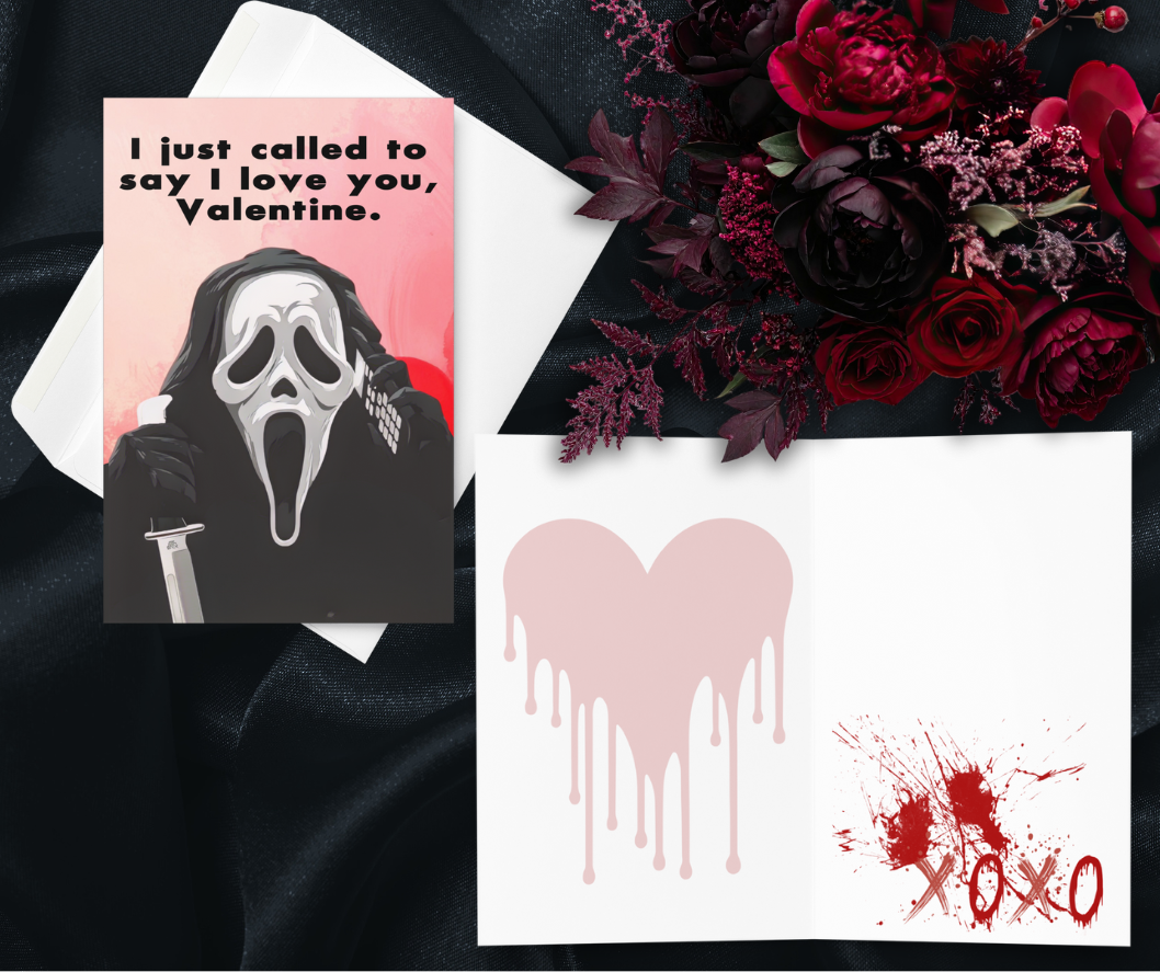Funny Horror Valentine Card – “I Just Called to Say I Love You” Masked Caller Card