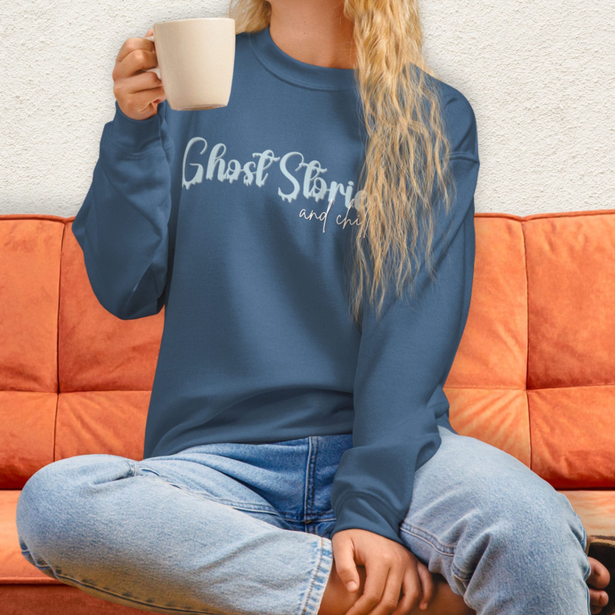 Ghost Stories & Chill Sweatshirt | Cozy Paranormal Horror Crewneck | Gildan Heavy Blend Spooky Sweatshirt