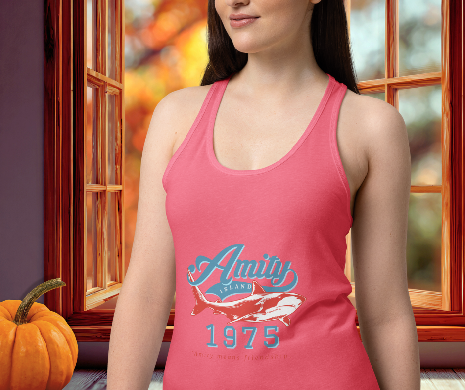 Amity Means Friendship Racerback Tank | Women’s Coastal Horror Top