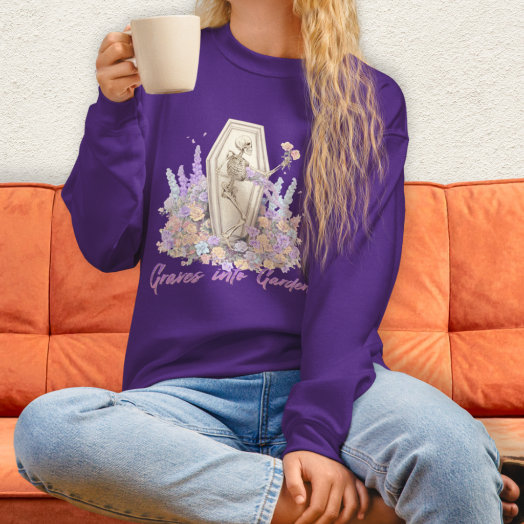 Graves Into Gardens Sweatshirt | Christian Skeleton Graphic Sweatshirt | Floral Resurrection Sweatshirt | Faith Easter Skeleton Crewneck