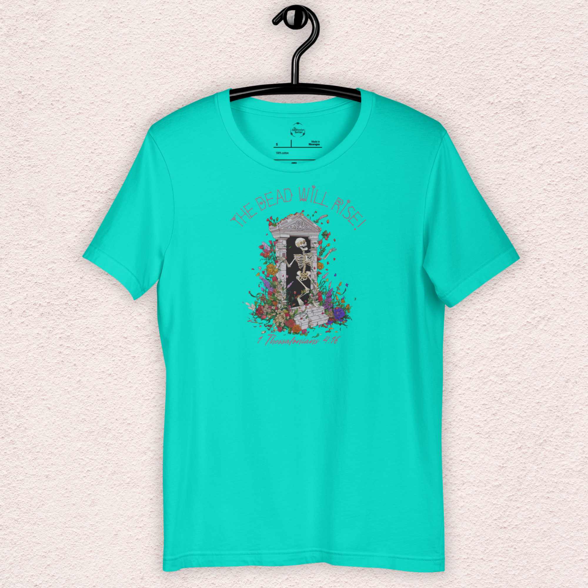 The Dead Will Rise Skeleton Easter Tee | 1 Thessalonians Bible Verse Shirt | Spooky Christian Resurrection Shirt | Bella+Canvas Unisex Graphic Tee