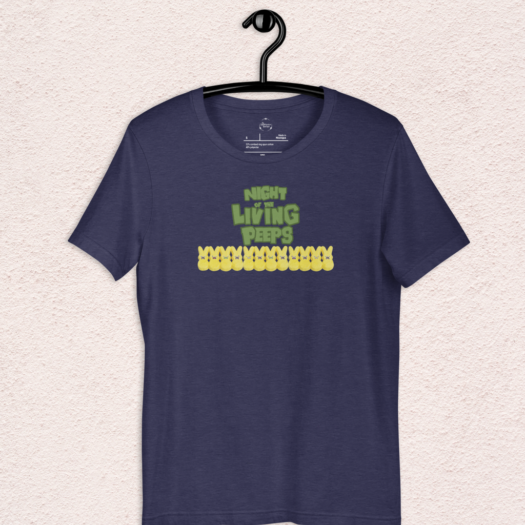 Night of the Living Peeps Easter Tee | Funny Zombie Marshmallow Bunny Shirt | Spooky Easter Candy Graphic | Bella+Canvas Unisex T-Shirt