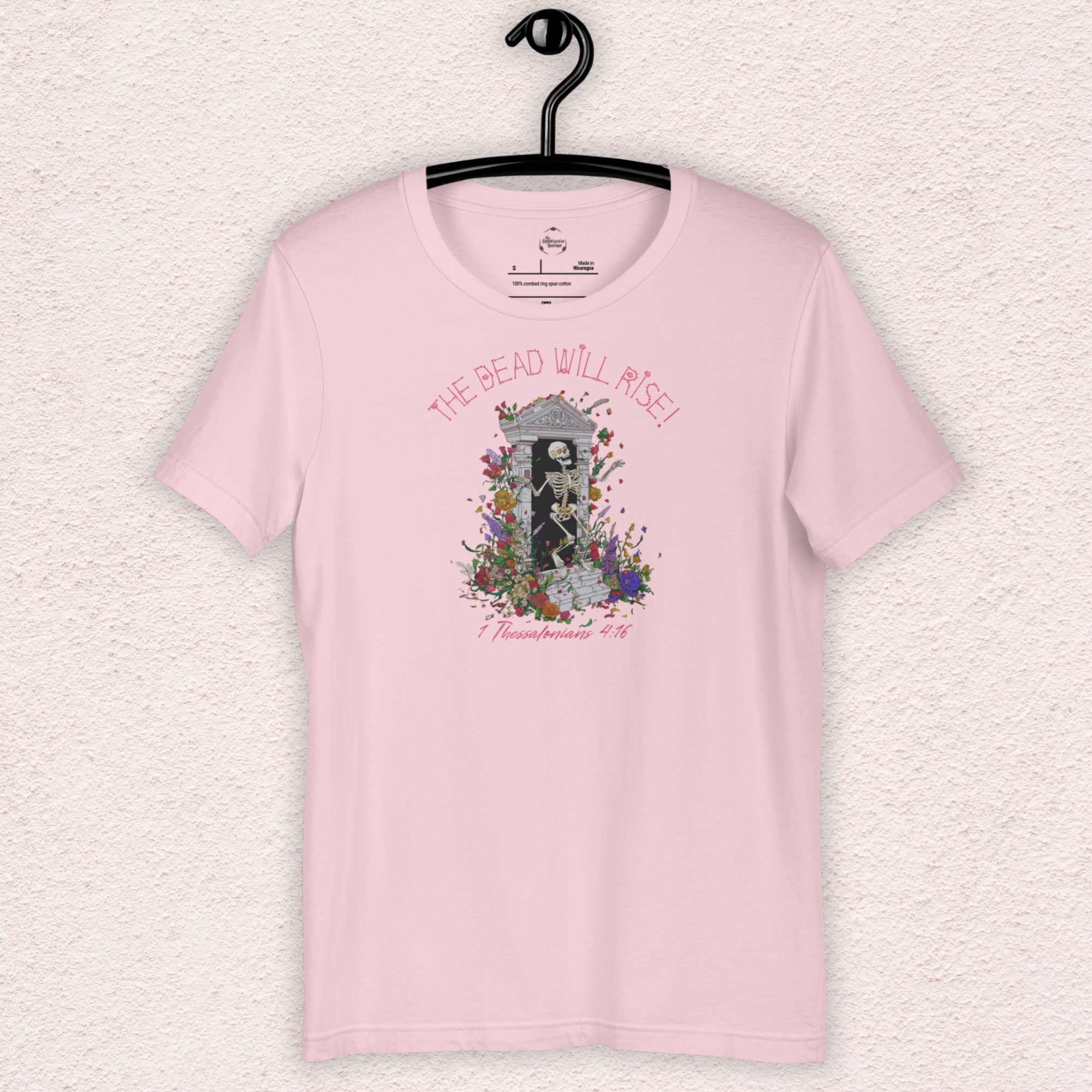 The Dead Will Rise Skeleton Easter Tee | 1 Thessalonians Bible Verse Shirt | Spooky Christian Resurrection Shirt | Bella+Canvas Unisex Graphic Tee