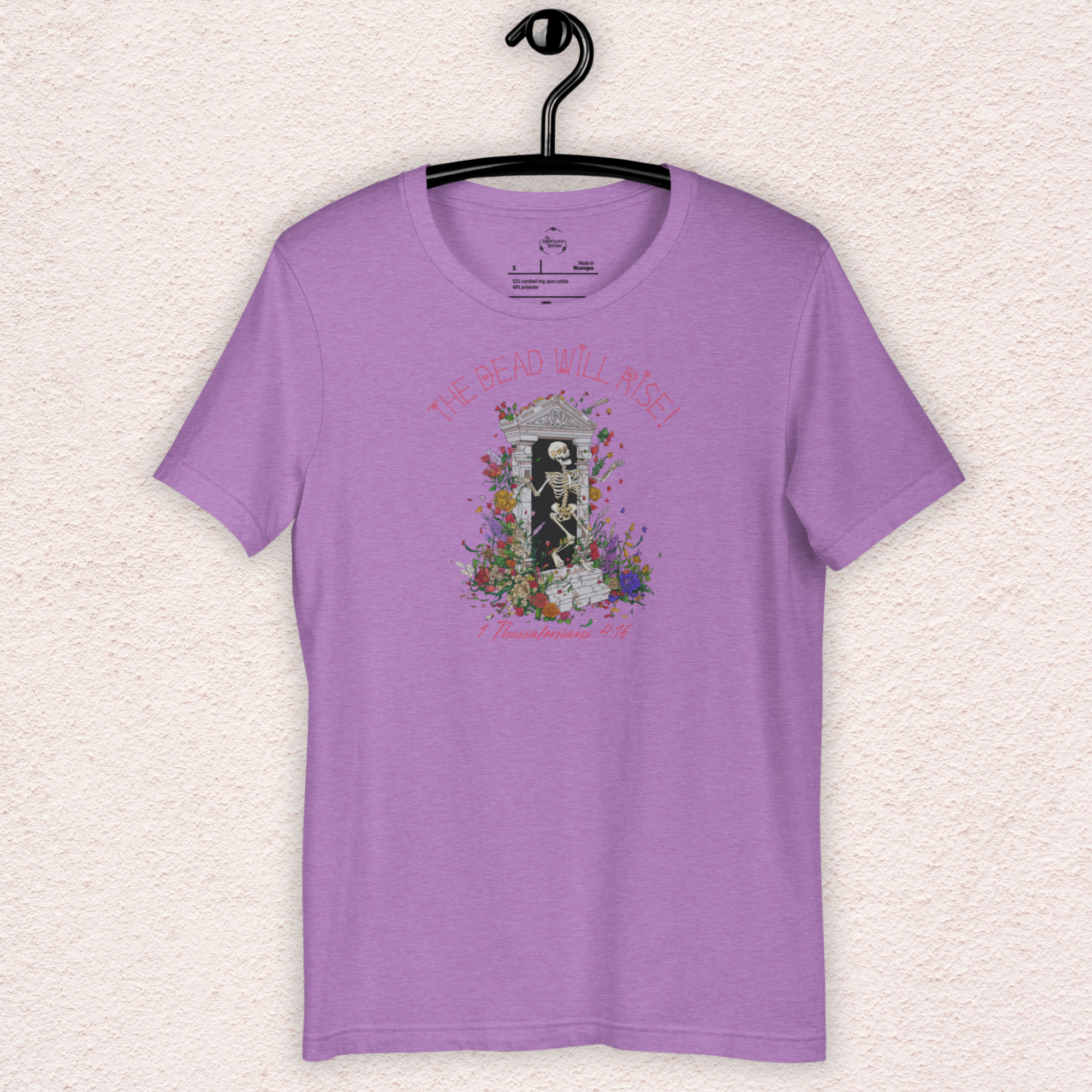 The Dead Will Rise Skeleton Easter Tee | 1 Thessalonians Bible Verse Shirt | Spooky Christian Resurrection Shirt | Bella+Canvas Unisex Graphic Tee