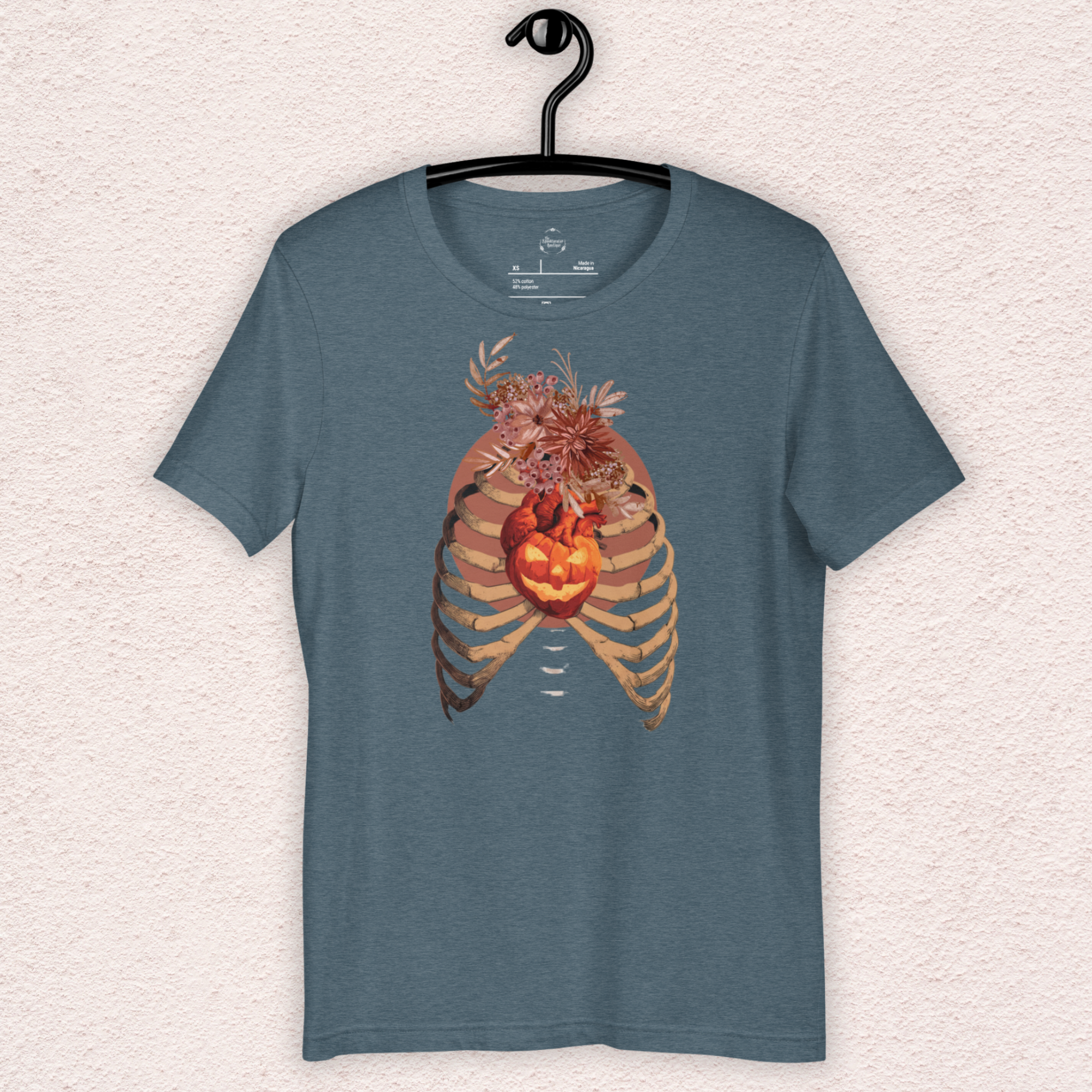 A Fall’s Heart Tee | Skeleton Pumpkin Halloween Shirt | Bella+Canvas Spooky Autumn Graphic Tee