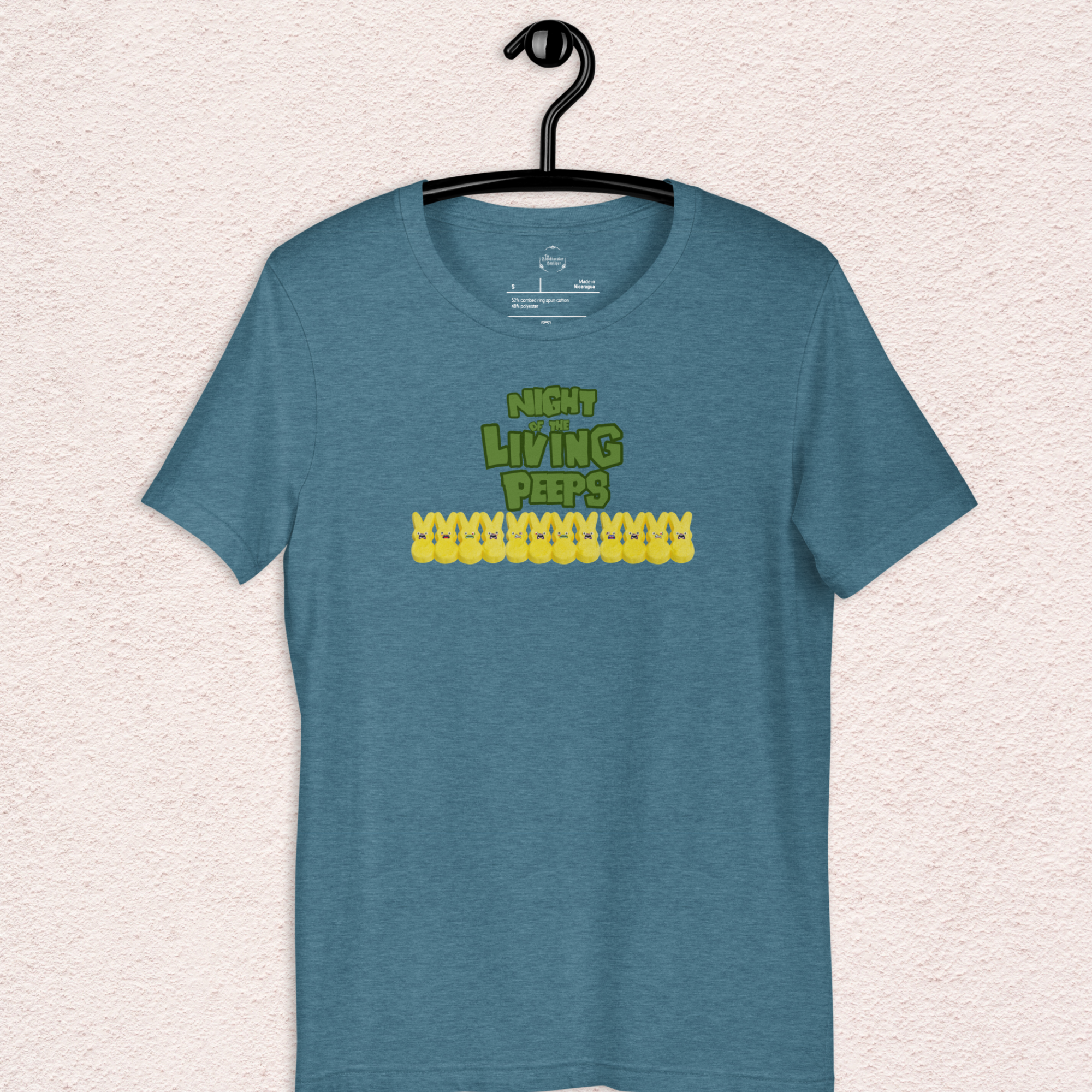 Night of the Living Peeps Easter Tee | Funny Zombie Marshmallow Bunny Shirt | Spooky Easter Candy Graphic | Bella+Canvas Unisex T-Shirt