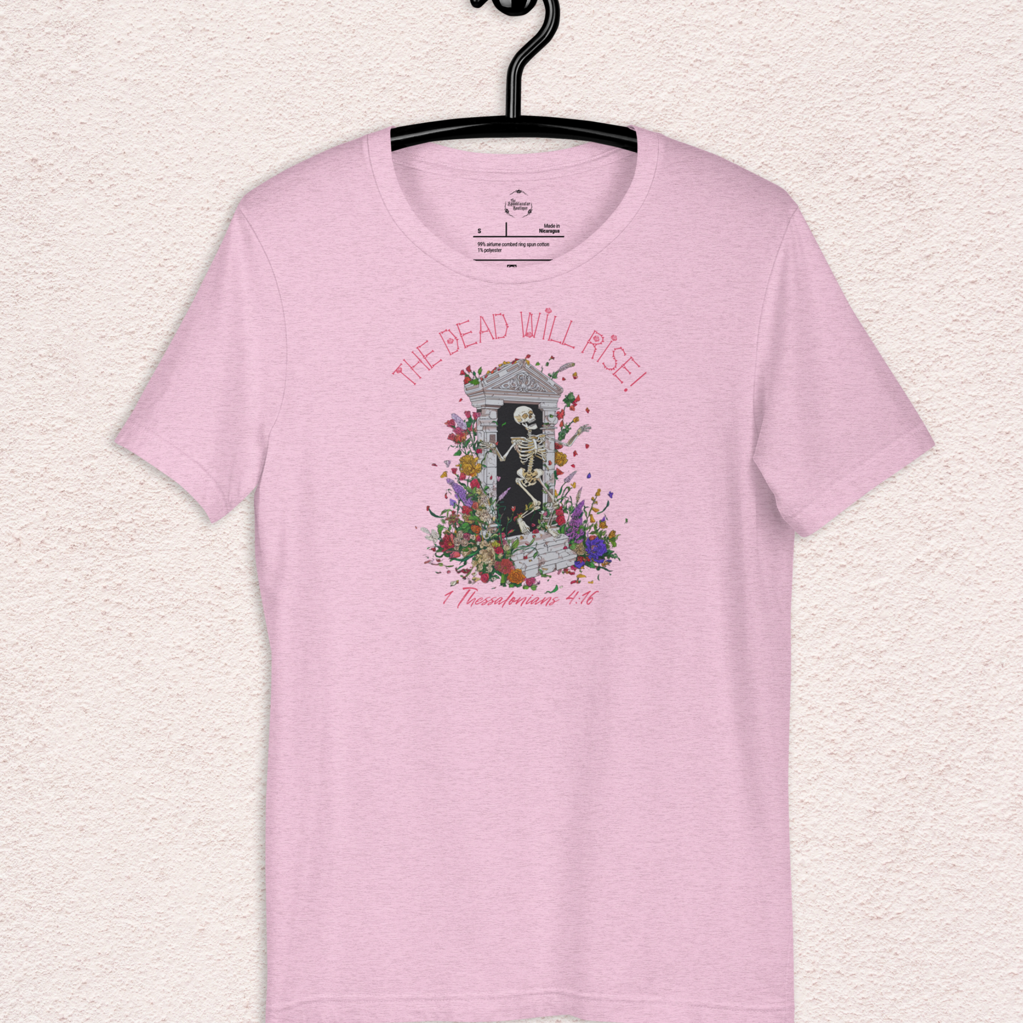 The Dead Will Rise Skeleton Easter Tee | 1 Thessalonians Bible Verse Shirt | Spooky Christian Resurrection Shirt | Bella+Canvas Unisex Graphic Tee