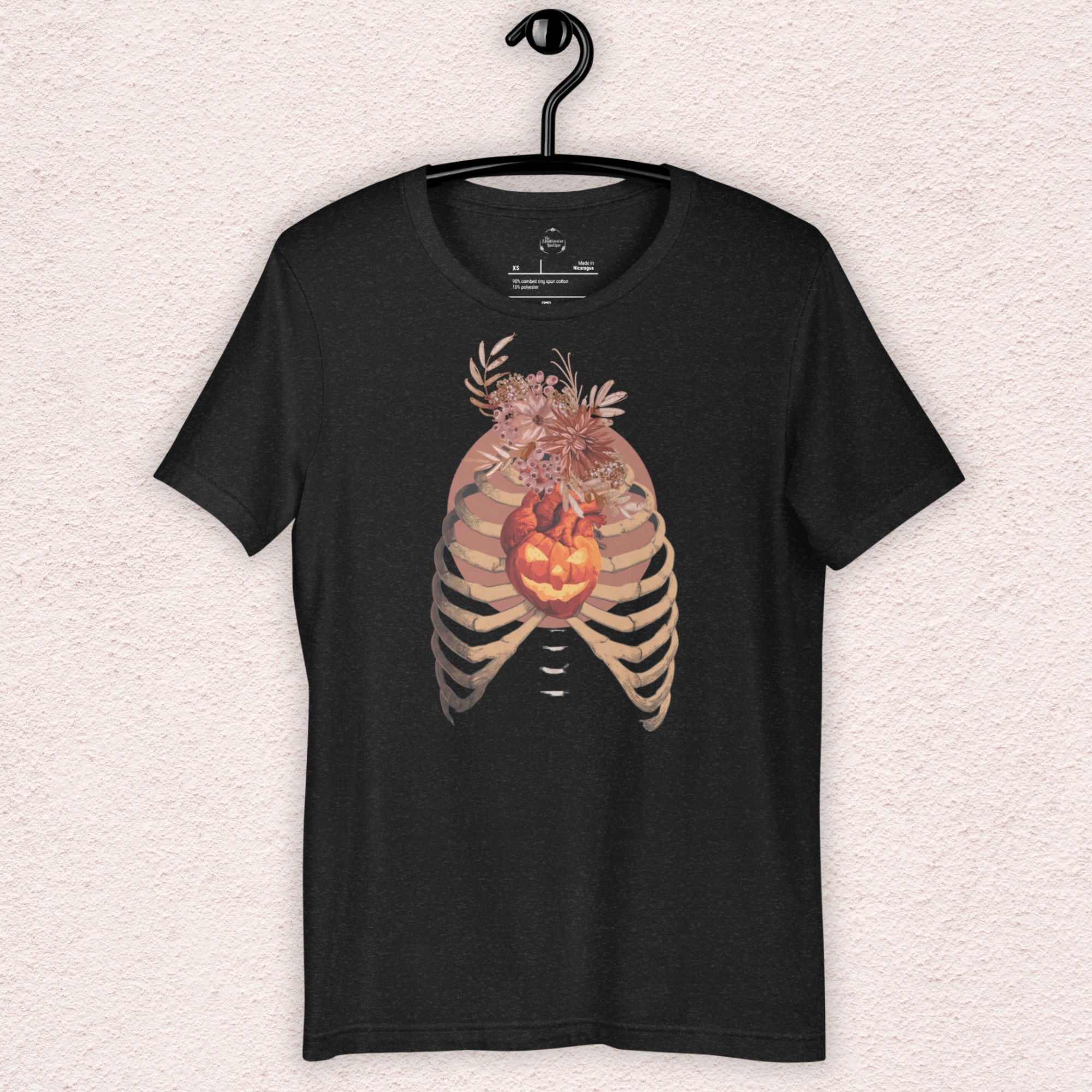 A Fall’s Heart Tee | Skeleton Pumpkin Halloween Shirt | Bella+Canvas Spooky Autumn Graphic Tee