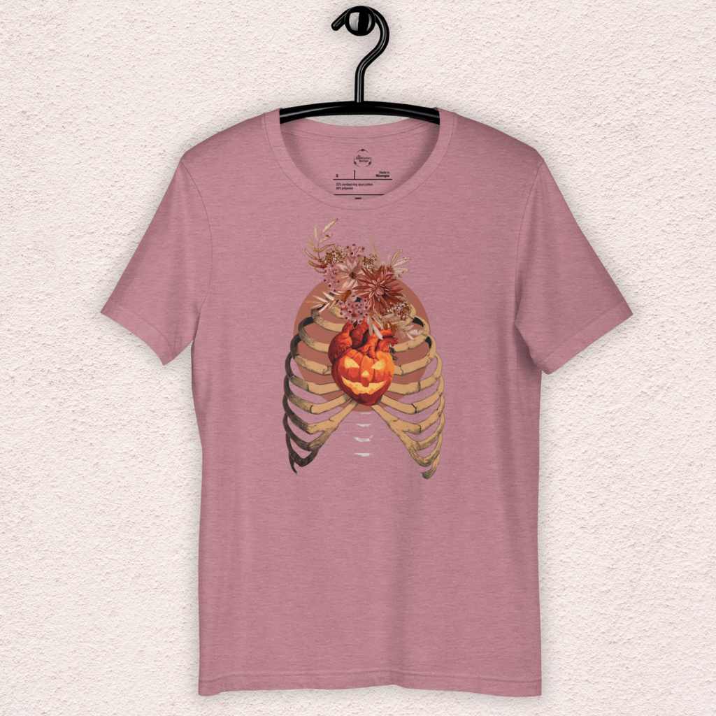 A Fall’s Heart Tee | Skeleton Pumpkin Halloween Shirt | Bella+Canvas Spooky Autumn Graphic Tee